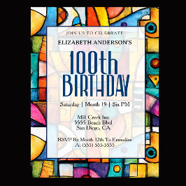 Invitación Cumpleaños 100 Modernista Cubista