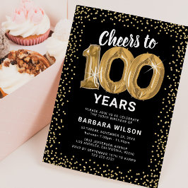 Invitación Cumpleaños 100 Negro Oro