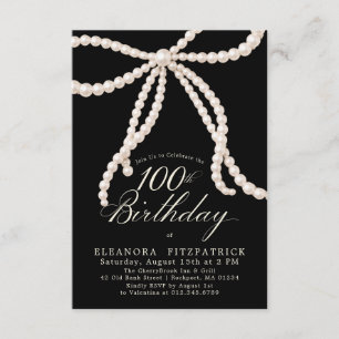 Invitación Cumpleaños 100 PETITE Arco Perla Negro Blanco