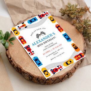 Invitación Cumpleaños 10 de Coche de Carreras