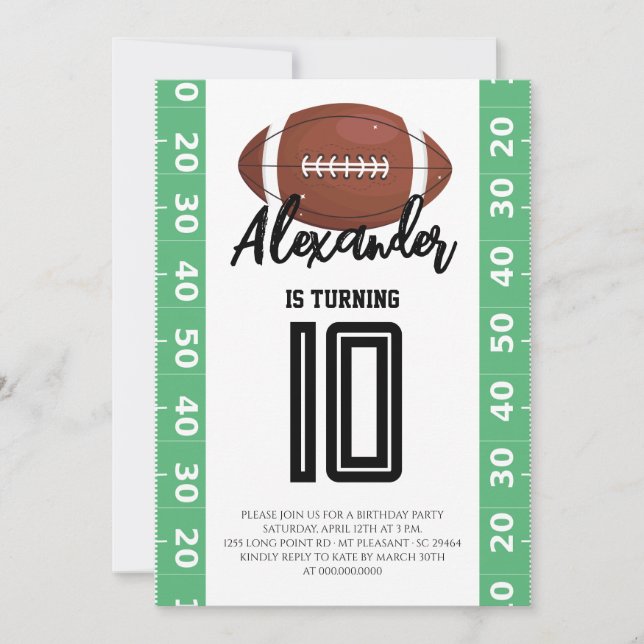 Invitación Cumpleaños 10 de Fútbol (Anverso)