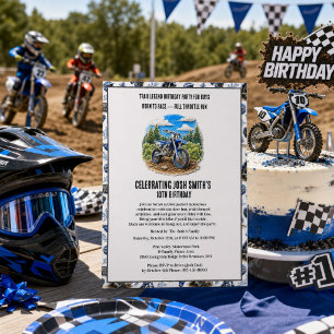 Invitación Cumpleaños 10 de Motocross para Niños en Bicicleta