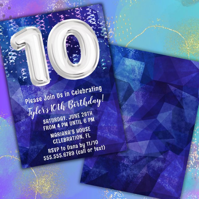 Invitación Cumpleaños 10 de Niño Azul Blanco (Subido por el creador)