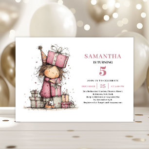 Invitación Cumpleaños 10 Funny Girl Diseño Rosa