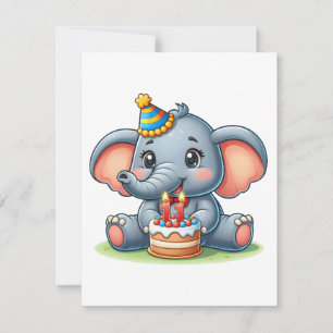 Invitación Cumpleaños 11 de elefante lindo