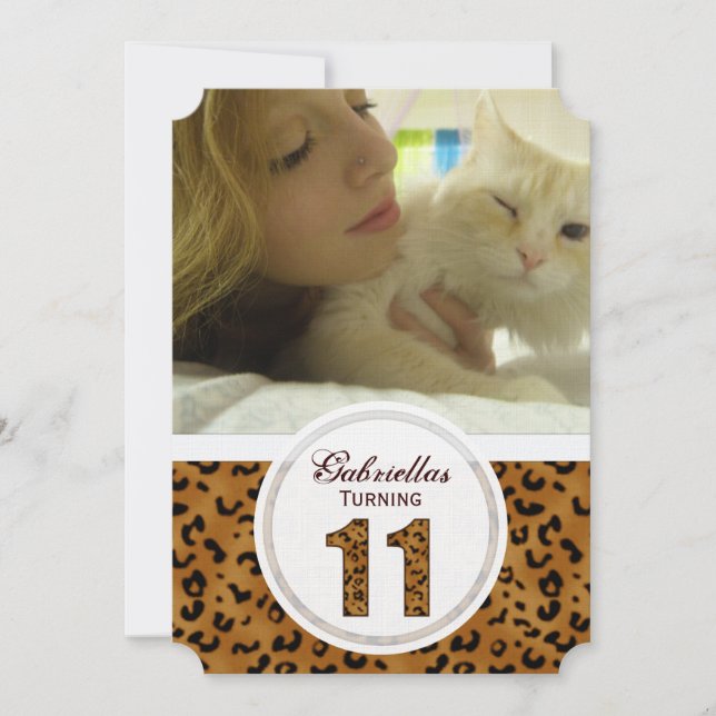 Invitación Cumpleaños 11 del leopardo: Imagen:Invitación de f (Anverso)