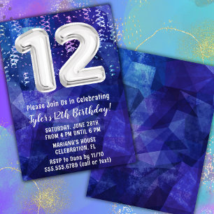Invitación Cumpleaños 12 de Boy Blue White