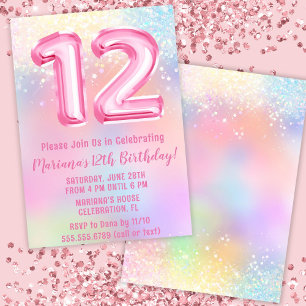 Invitación Cumpleaños 12 de Pink Rainbow