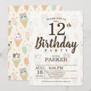 Invitación Cumpleaños 12 Editable Cumpleaños de Helado Lindo