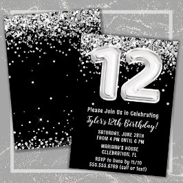 Invitación Cumpleaños 12 en blanco y negro