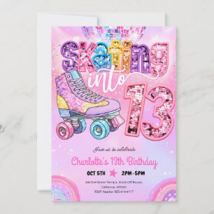 Invitación Cumpleaños 13 de patinaje sobre ruedas Neon