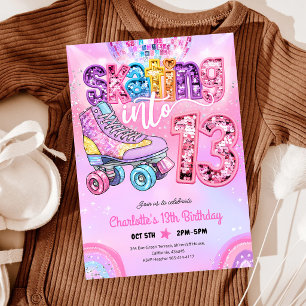 Invitación Cumpleaños 13 de patinaje sobre ruedas Neon