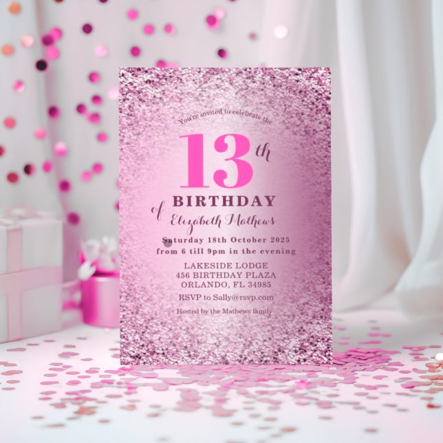 Invitación Cumpleaños 13 Rosa Dorado Brillo y Rosa Claro  (Subido por el creador)