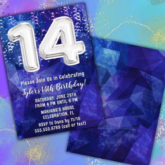Invitación Cumpleaños 14 de Niño Azul Blanco (Subido por el creador)