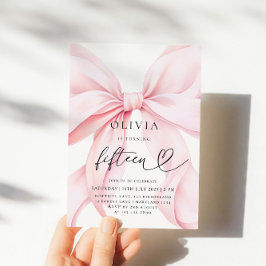 Invitación Cumpleaños 15 con Lazo Rosa
