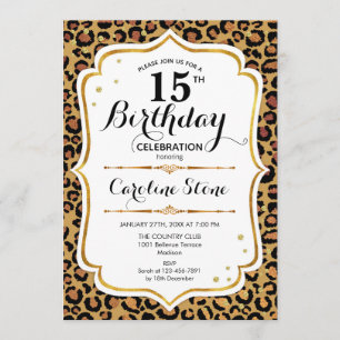 Invitación Cumpleaños 15 - Impresión Gold Leopard