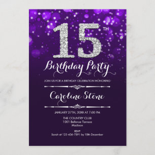 Invitación Cumpleaños 15 - Plata Púrpura