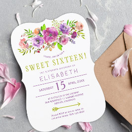 Invitación cumpleaños 16 boho floral chic dulces dieciséis