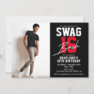 Invitación Cumpleaños 16 con estilo negro y rojo