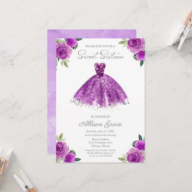 Invitación Cumpleaños 16 con Holograma Plateado Ve (Anverso/Reverso In Situ)