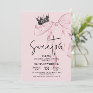 Invitación Cumpleaños 16 con lazo ⎮ Moderno Cumpleaños Dulce 