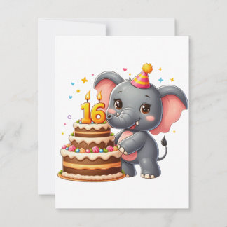 Invitación Cumpleaños 16 de Elefante Adorable