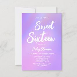Invitación Cumpleaños 16 Dulce Gradiente Moderno Morado Tende