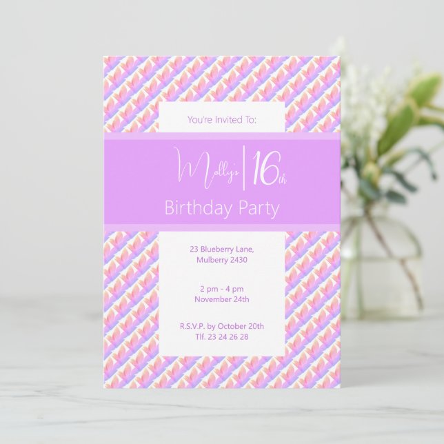 Invitación Cumpleaños 16 Dulces Cumpleaños Magnolia Arcoíris  (Anverso de pie)