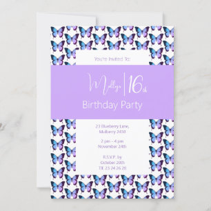 Invitación Cumpleaños 16 Mariposa illusima Dulce