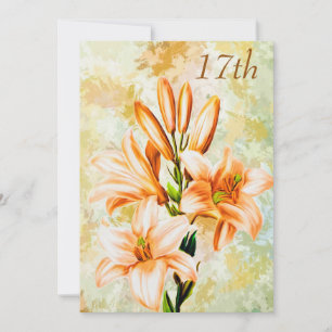 Invitación Cumpleaños 17 de Chic Peach & White Lilies
