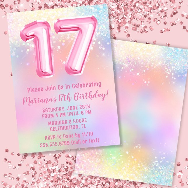 Invitación Cumpleaños 17 de Pink Rainbow (Subido por el creador)