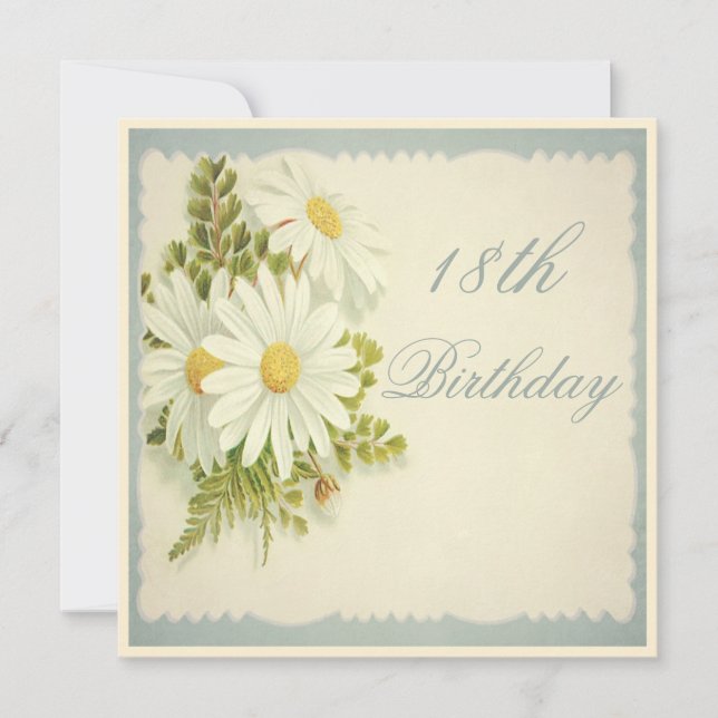 Invitación Cumpleaños 18 Chic Vintage Daisies (Anverso)