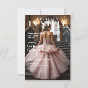 Invitación Cumpleaños 18 con Estilo Rosa Pálido