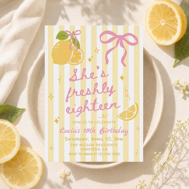 Invitación Cumpleaños 18 de Limonada con Tema de Limón Fresco (Subido por el creador)