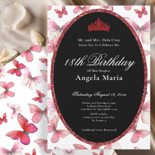 Invitación Cumpleaños 18 Debut Mariposas Rojas
