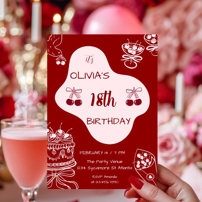 Invitación Cumpleaños 18 en el Día de San Valentín de Rojo Ce (Subido por el creador)