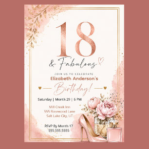 Invitación Cumpleaños 18 Fabuloso de Peonía y Perfume