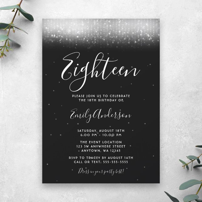 Invitación Cumpleaños 18 Glam Negro y Blanco (Subido por el creador)