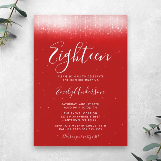 Invitación Cumpleaños 18 Glam Rojo (Subido por el creador)