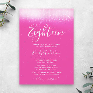 Invitación Cumpleaños 18 Glam Rosa Caliente