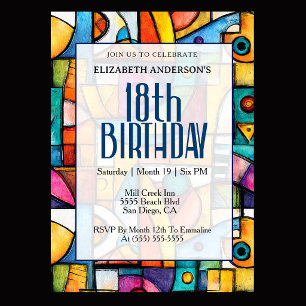 Invitación Cumpleaños 18 moderno cubista