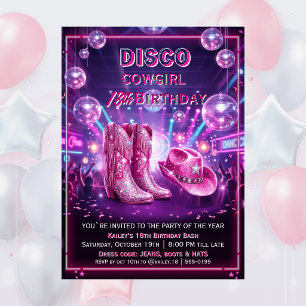 Invitación Cumpleaños 18 Rodeo Disco Vaquera