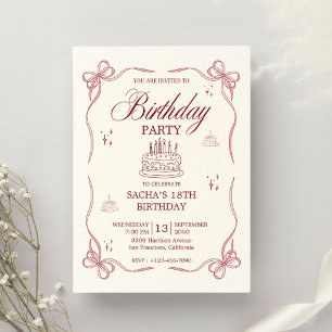 Invitación Cumpleaños 18 Rosa Juguetón
