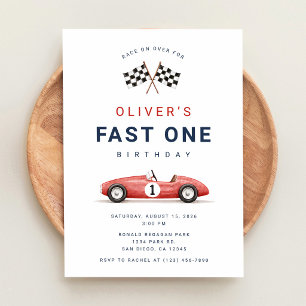 Invitación Cumpleaños 1.º del coche de carreras rápido