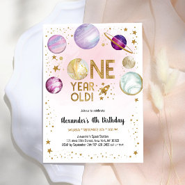 Invitación Cumpleaños 1 Astronauta Espacio Exterior Planeta G
