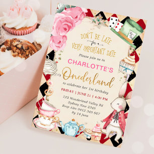 Invitación Cumpleaños 1 de Alice en Onederland Té Loco