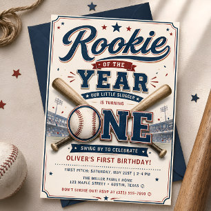 Invitación Cumpleaños 1 de All Star Rookie de Béisbol