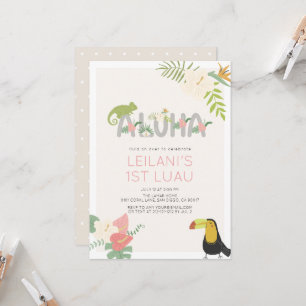 Invitación Cumpleaños 1 de Aloha Floral Tropical Chica Tucán