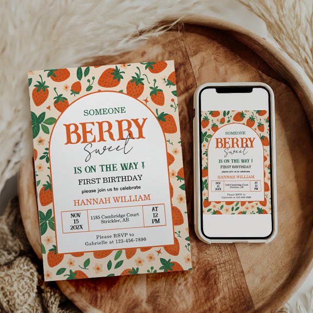 Invitación Cumpleaños 1 de Berry Sweet Strawberry (Subido por el creador)