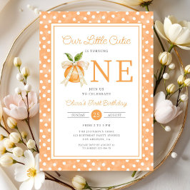 Invitación Cumpleaños 1 de Cute Little Cutie Naranja Cítrico